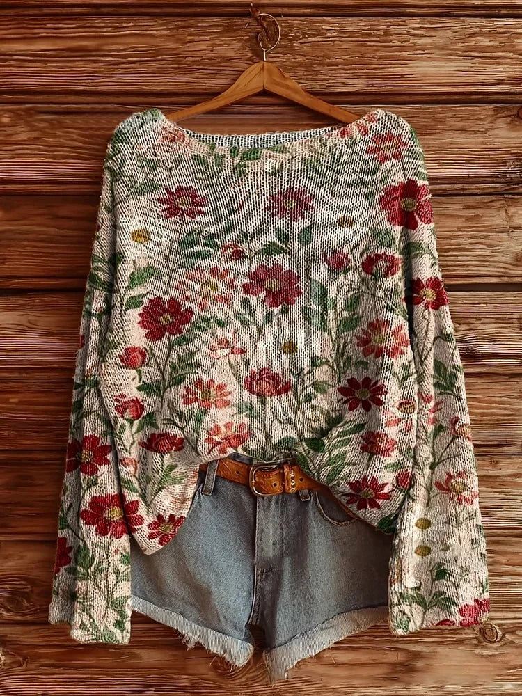 Audrina - Jersey De Cuello Redondo Con Estampado De Flores