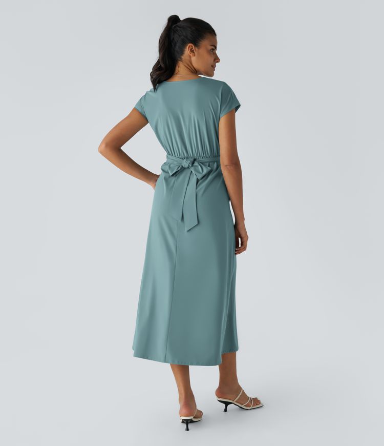 Wilhelmine - Elegante Vestido Cruzado De Cintura Alta