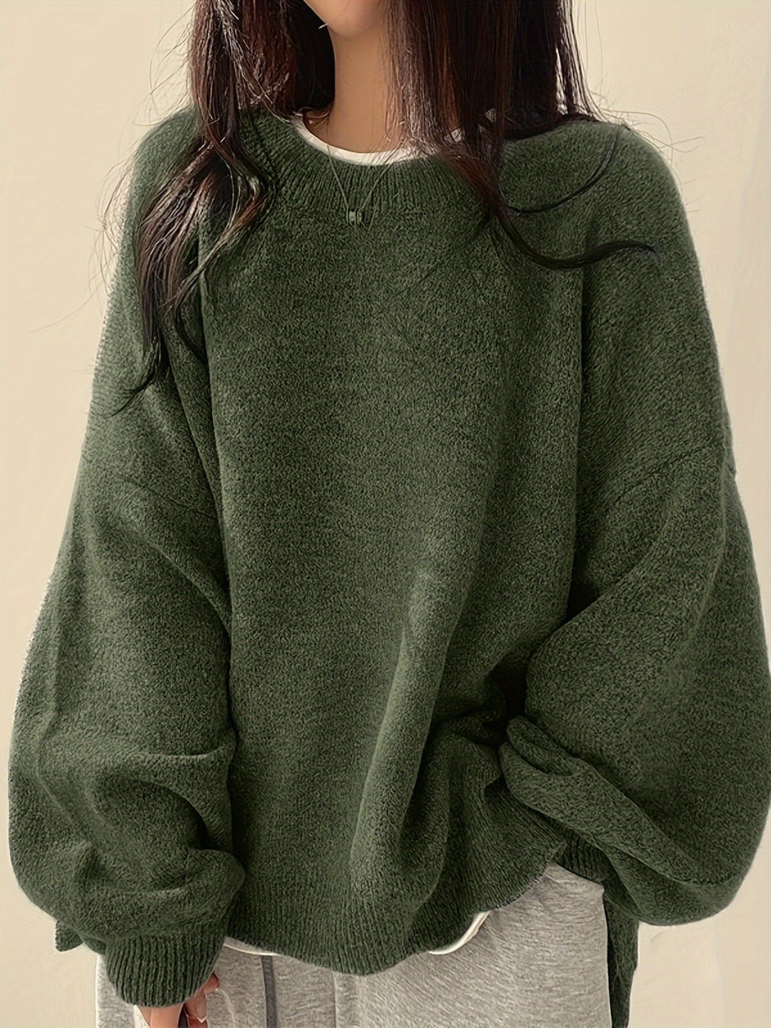 Pearline - Jersey De Cuello Redondo y Manga Larga