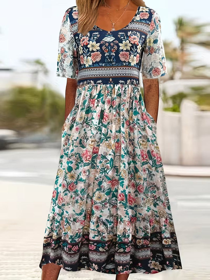 Lisan - Vestido con Estampado Floral vintage y Bolsillo