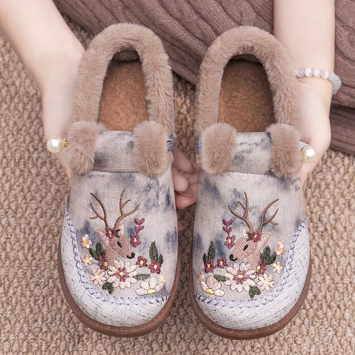 Alece - Zapatillas Retro De Piel Sintética Con Bordado De Ciervo