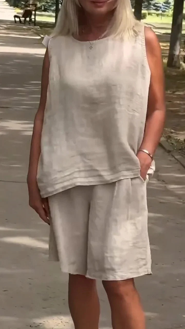 Jileana - Blusa Sin Mangas Transpirable y Pantalones Cortos Holgados