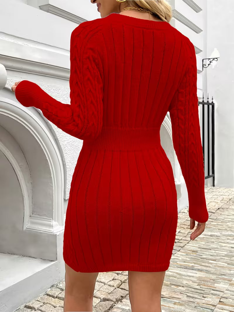 Lilona - Vestido De Punto Ajustado Con Diseño De Trenzado