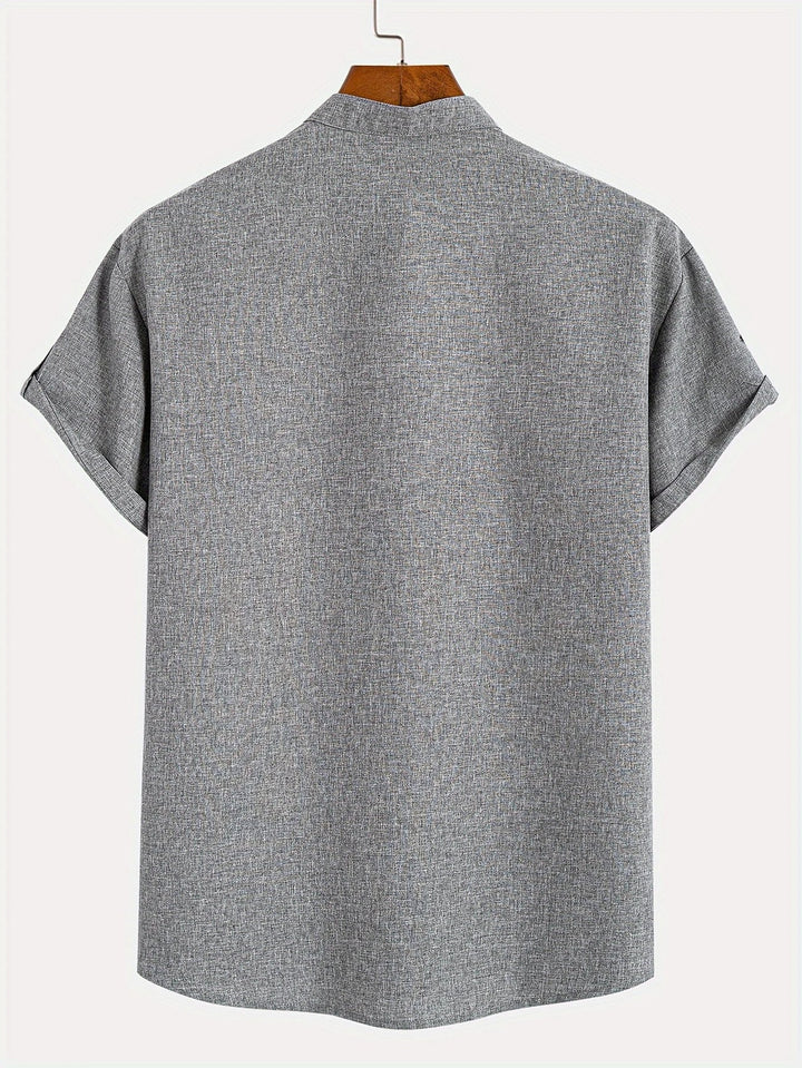 Elliott - Elegante Manga Corta Camisa Con Cuello Alto