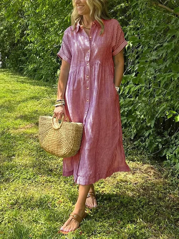 Samara - Elegante Vestido Camisero a Rayas