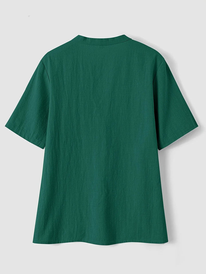 Nerida - Blusa Moderna Con Cuello En V y Manga Corta