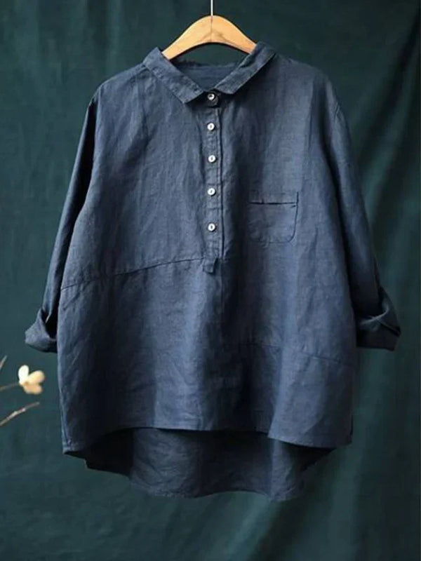 Winona - Camisa de Manga Larga y Bolsillo Delantero con Botones