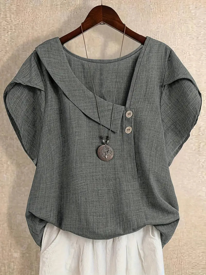 Milany - Blusa Informal Con Escote Asimétrico