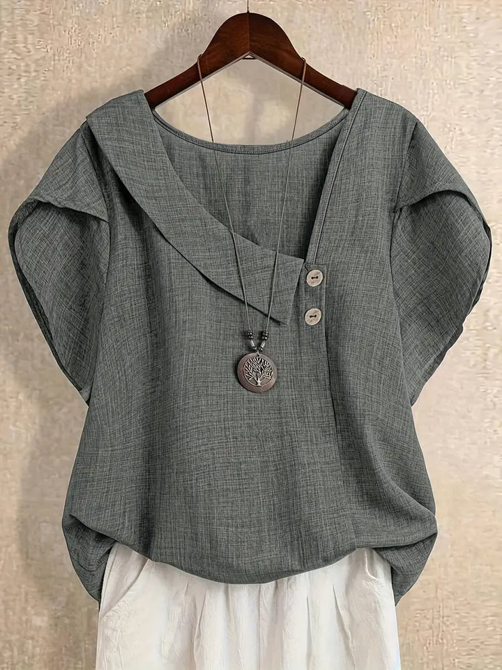 Milany - Blusa Informal Con Escote Asimétrico