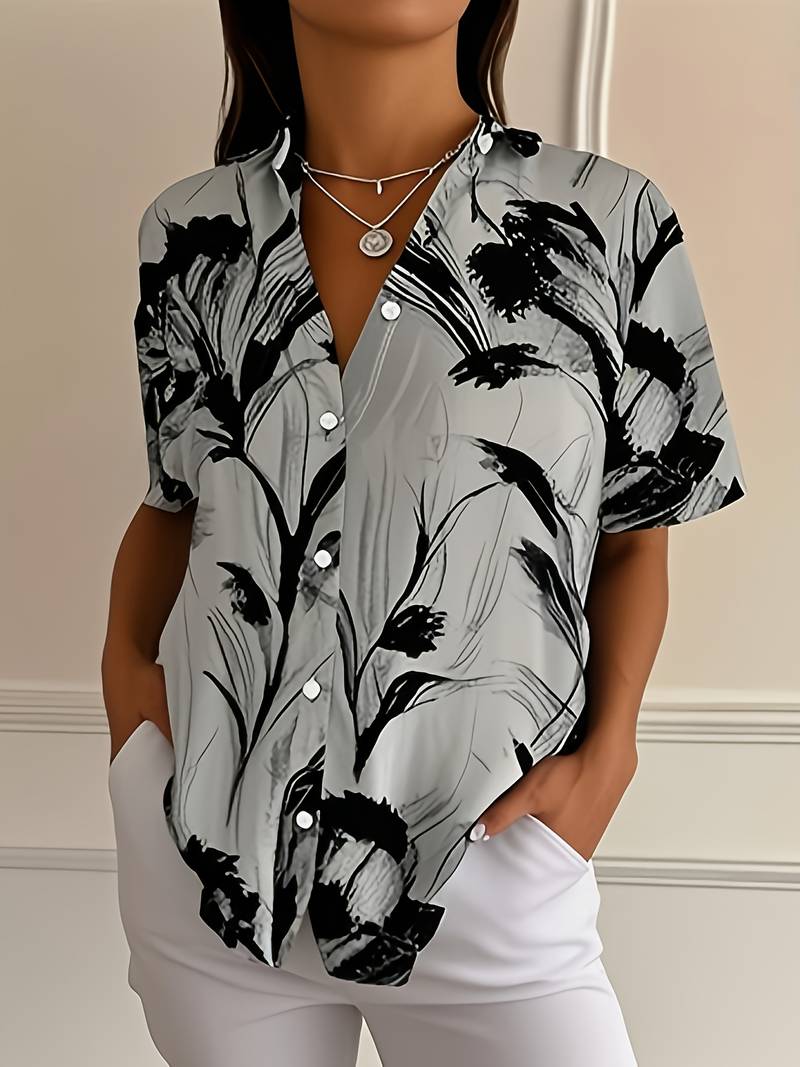 Ayalit - Camisa Estampada de Manga Corta a la Moda