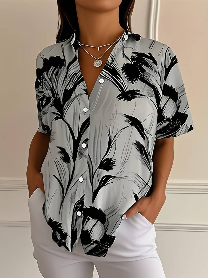 Ayalit - Camisa Estampada de Manga Corta a la Moda