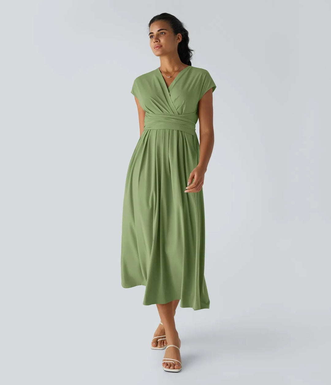 Wilhelmine - Elegante Vestido Cruzado De Cintura Alta