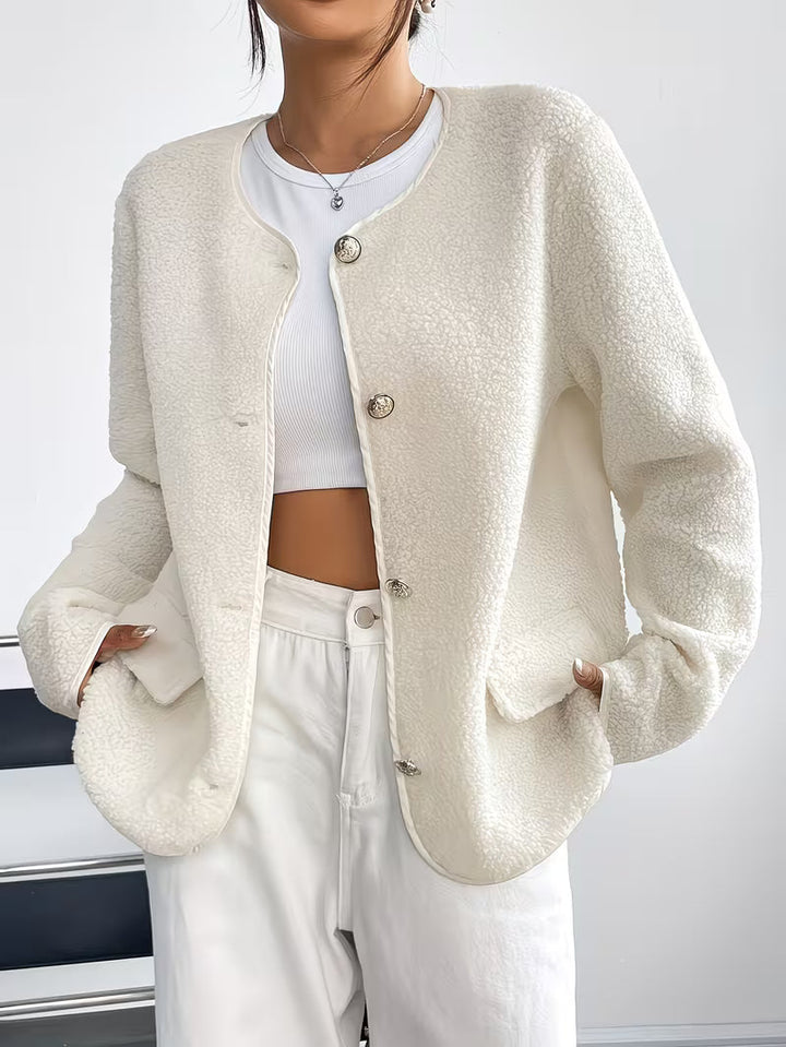 Viktorija - Elegante Chaqueta de Cuello Redondo Con Botones