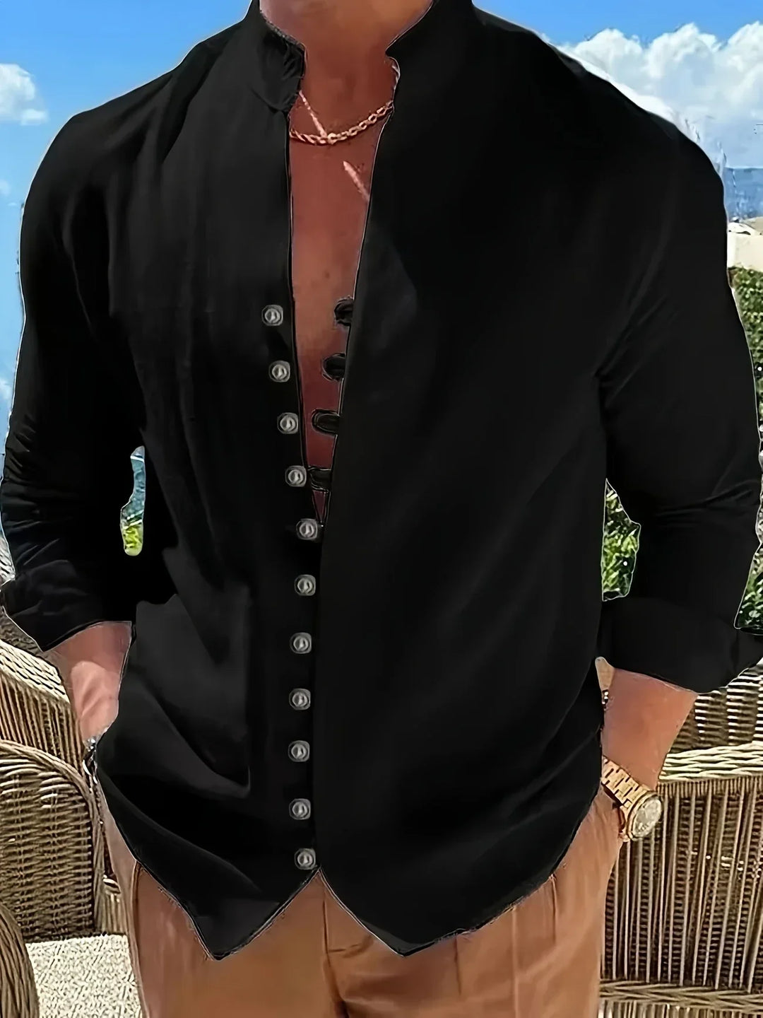 Shayne - Camisa Ligera De Algodón Y Lino Con Mangas Largas