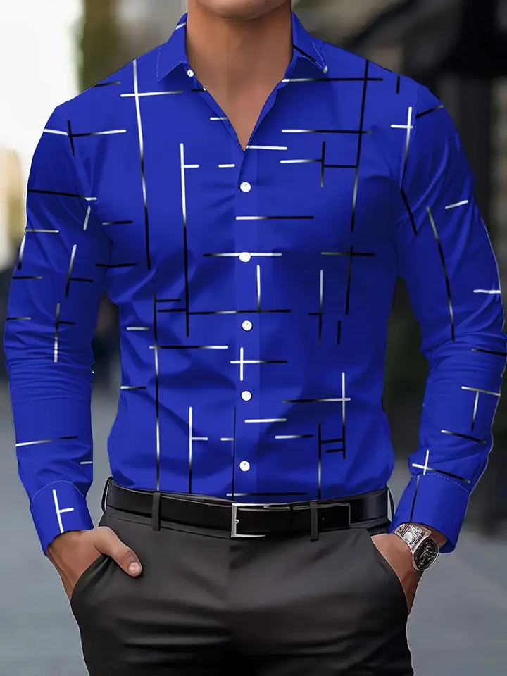 Nerio - Camisa De Manga Larga Con Estampado Geométrico