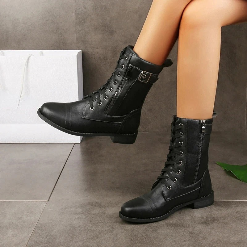 Eugenie - Botas Ortopédicas de Cuero con Cremallera Lateral
