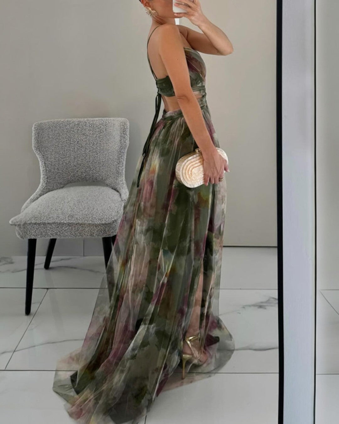 Dinushi - Vestido largo Floral Elegante