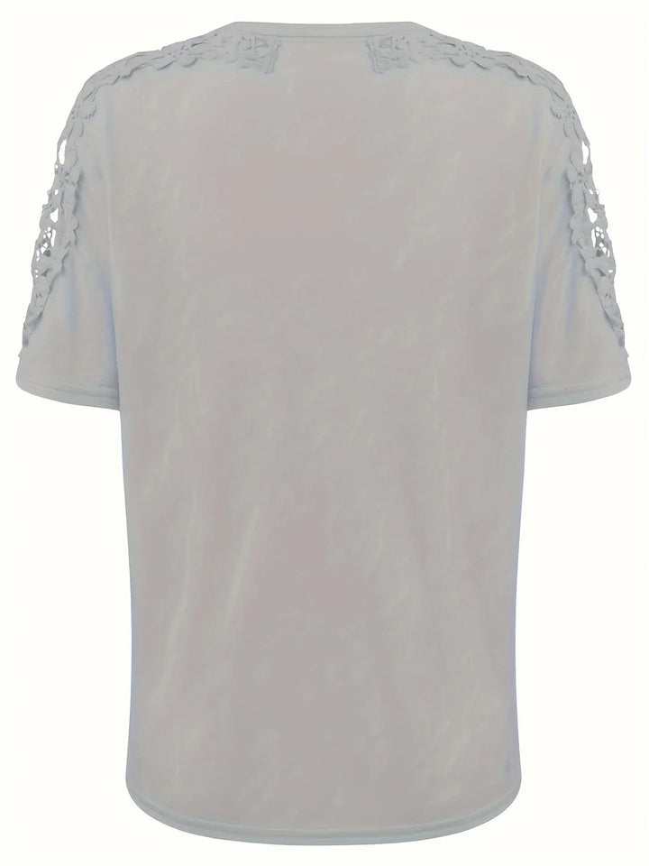 Ancuta - Elegante Verano Manga Corta Camiseta Con Encaje
