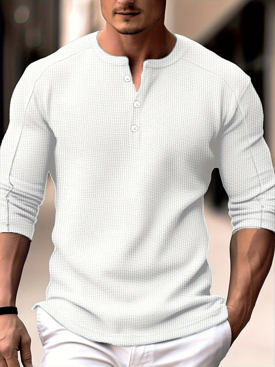 Bastoni - Camisa Henley De Manga Larga Con Tejido De Gofre
