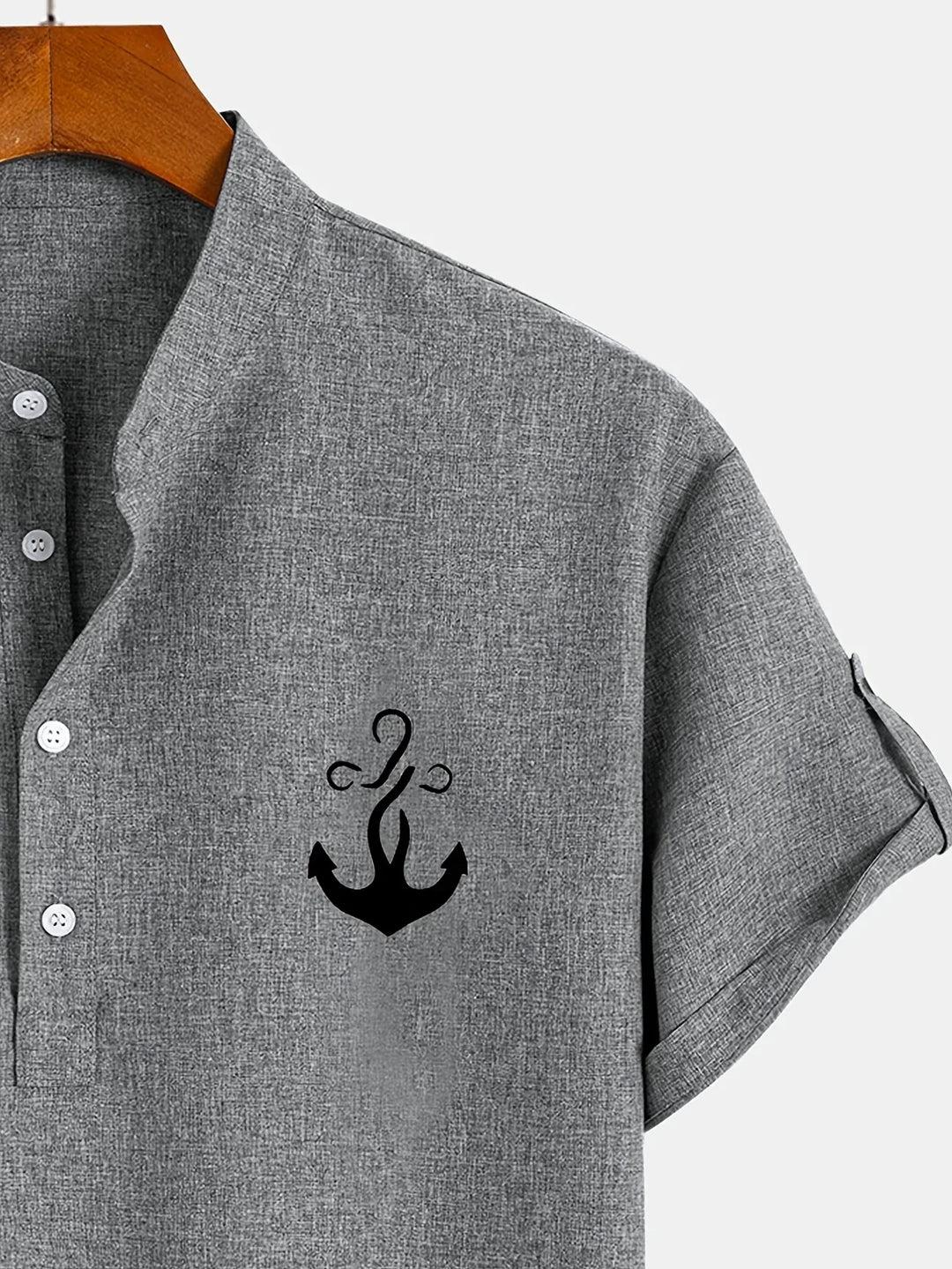 Elliott - Elegante Manga Corta Camisa Con Cuello Alto