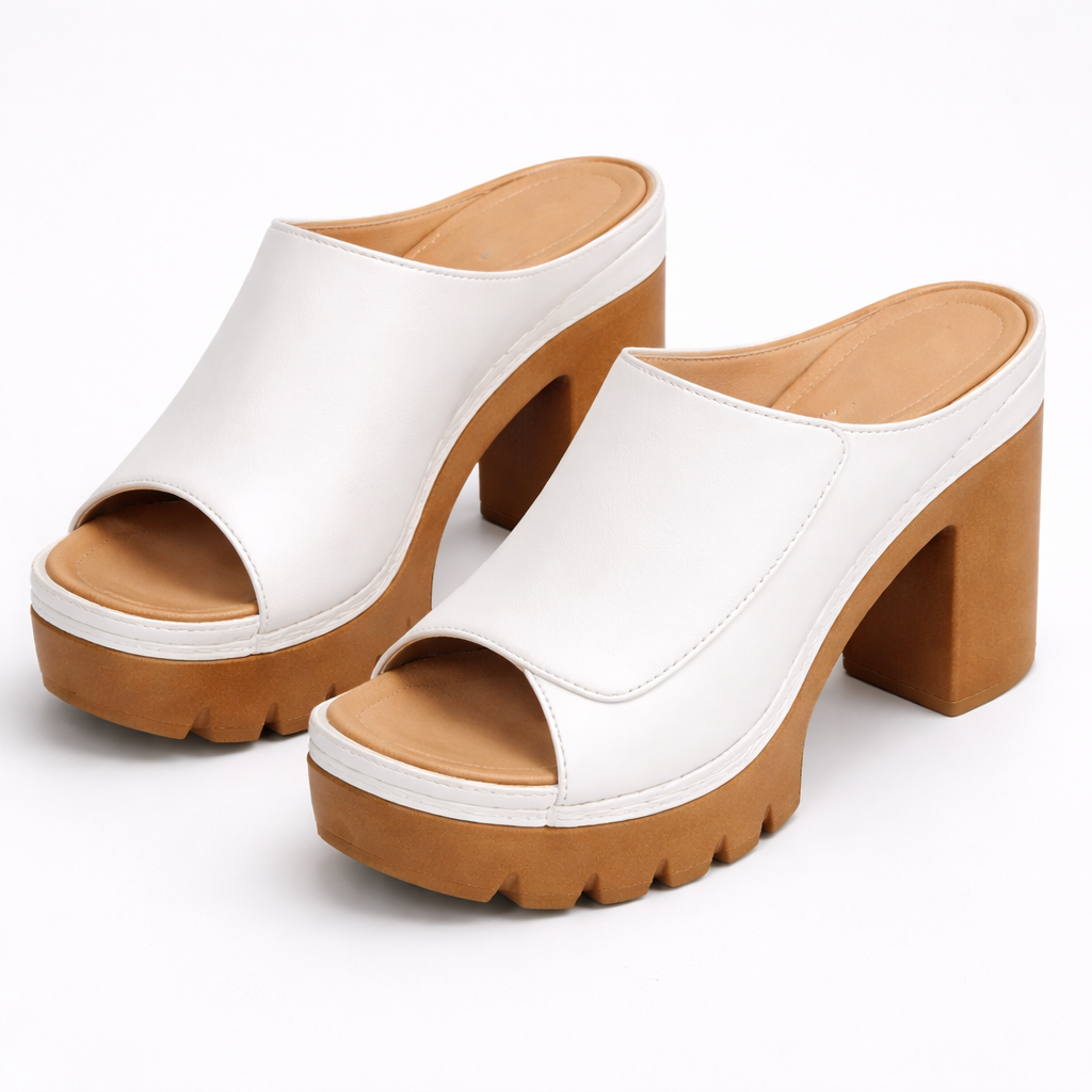 Nicolien - Sandalias de Tacón Grueso y Punta Abierta
