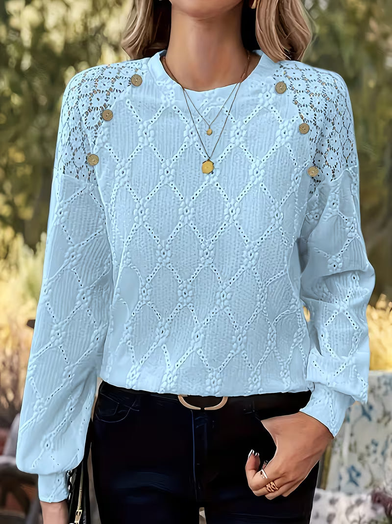 Meena - Blusa con Cuello Redondo y Diseño Cruzado