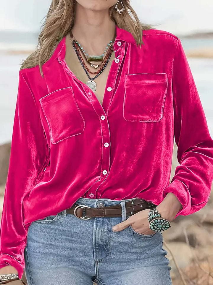 Geanie - Camisa De Manga Larga Con Bolsillos Delanteros