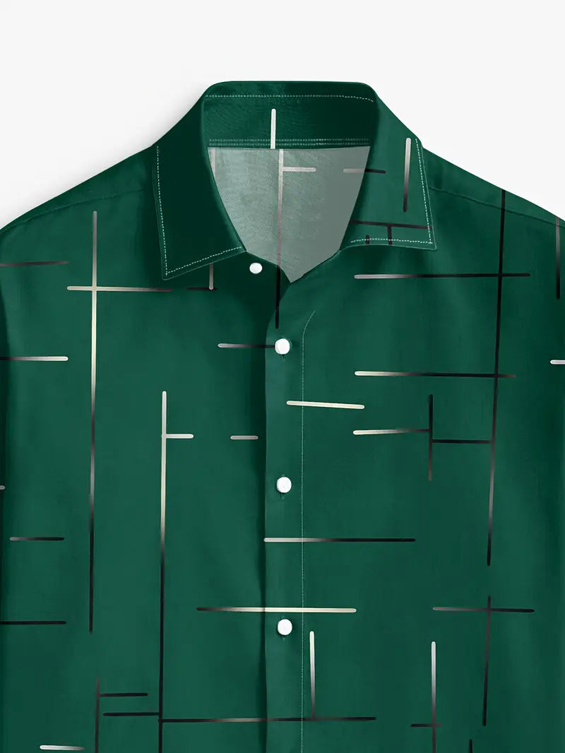 Nerio - Camisa De Manga Larga Con Estampado Geométrico