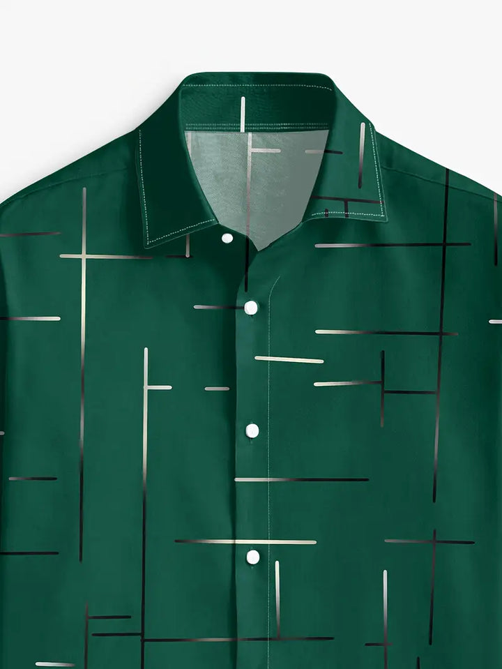 Nerio - Camisa De Manga Larga Con Estampado Geométrico