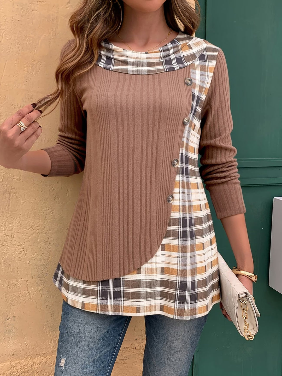 Lizeth - Camiseta De Manga Larga Y Cuello Redondo