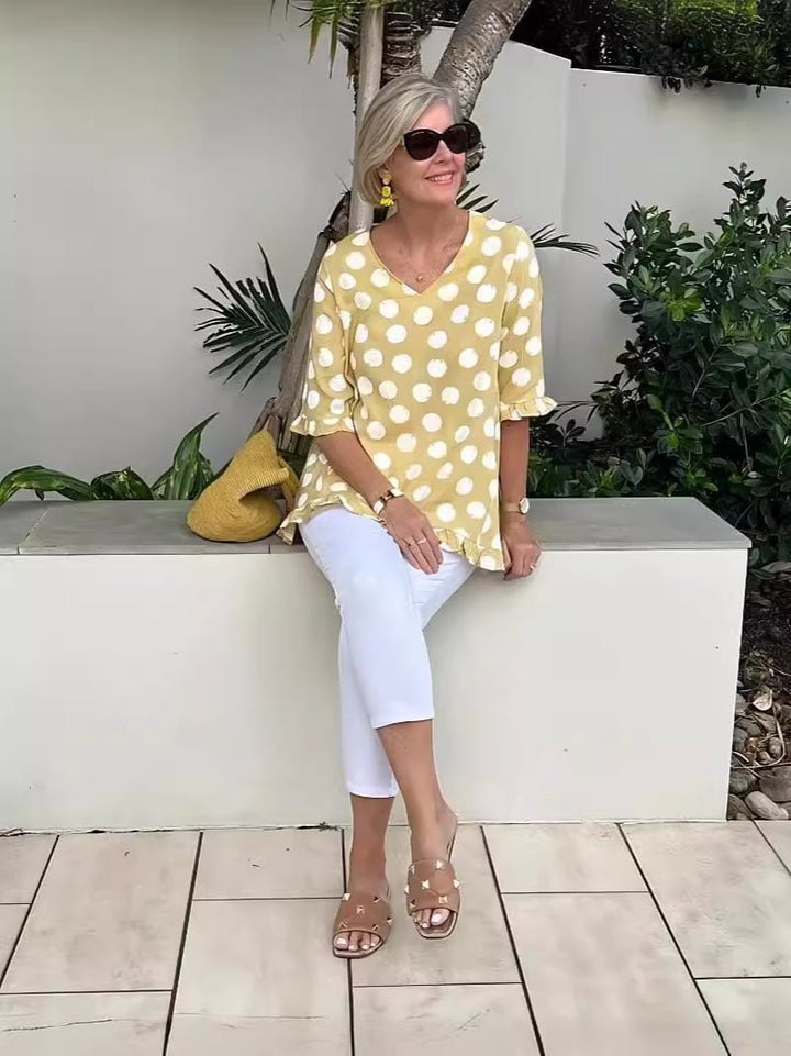 Rosi - Top De Algodón Estampado Con Cuello En V