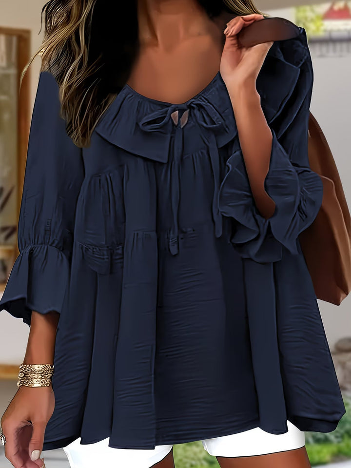 Garbine - Blusa Elegante Con Cuello De Volantes