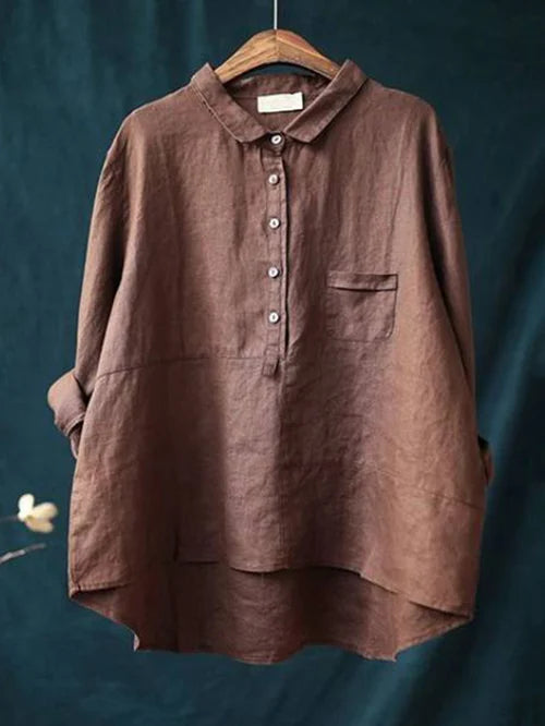 Winona - Camisa de Manga Larga y Bolsillo Delantero con Botones