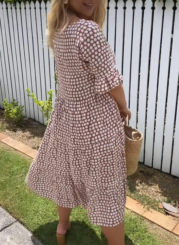 Yumi - Vestido Midi Manga Corta