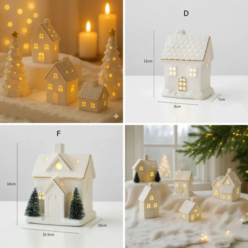 SnowLume - Conjunto Decorativo LED De Aldeas Navideñas De Cerámica