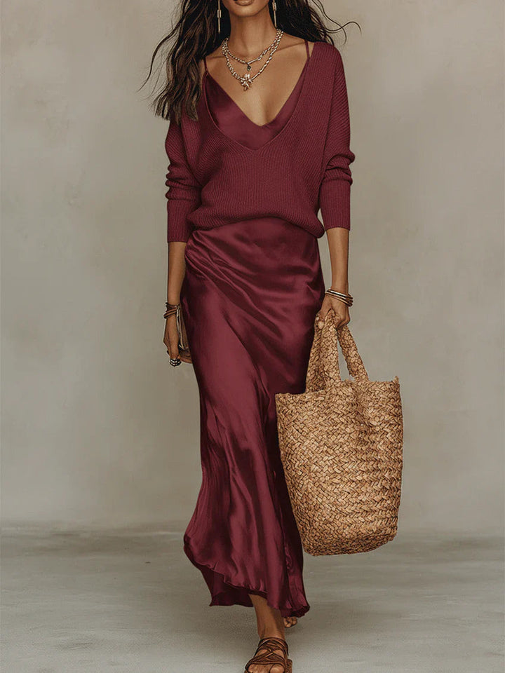 Nelena - Elegante Vestido Midi Con Jersey