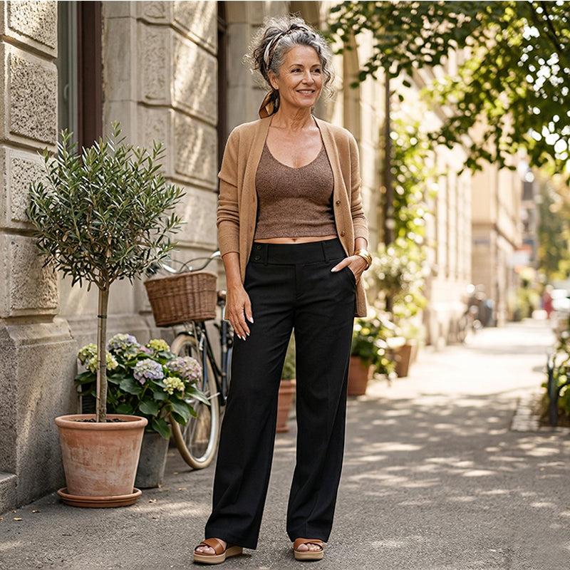 Fanny - Pantalones Elegantes Con Pernera Acampanada
