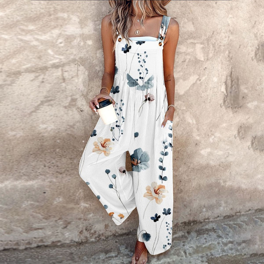Nerys - Elegante Mono Sin Mangas y Estampado De Flores