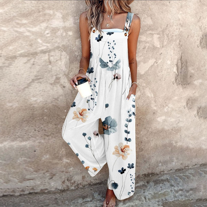 Nerys - Elegante Mono Sin Mangas y Estampado De Flores