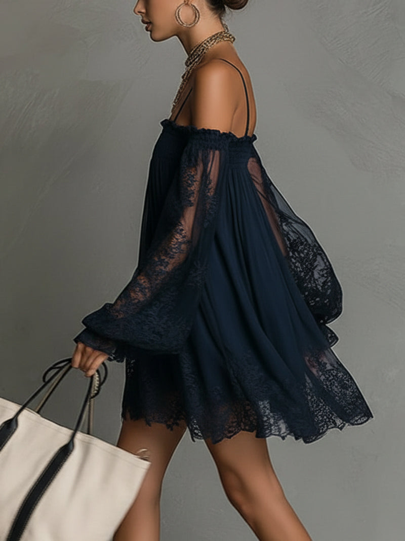 Charity - Vestido de Encaje con Hombros Descubiertos