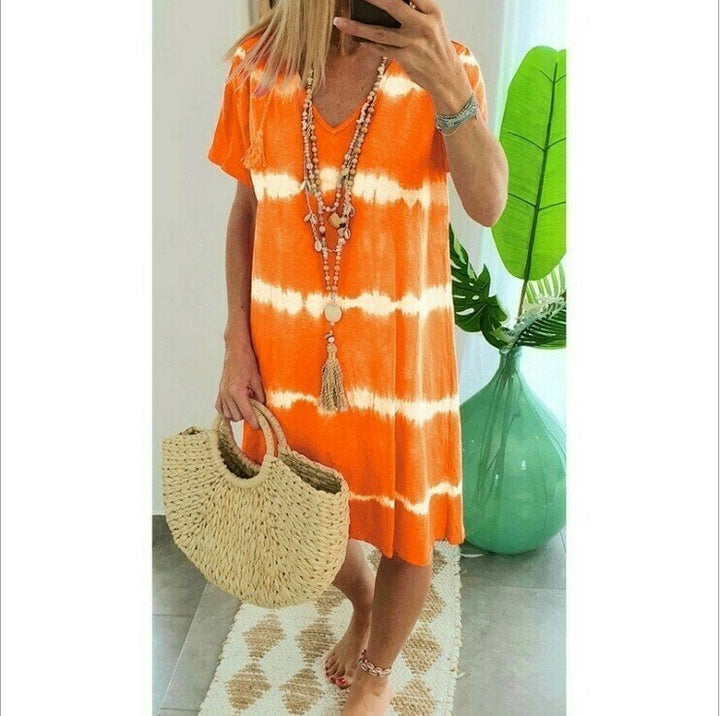 Karlaa - Vestido Holgado De Verano Con Rayas De Batik