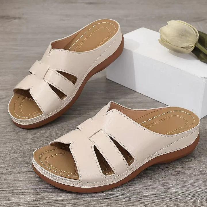 Erlinde - Zapatillas Ortopédicas de Cuero con Punta Abierta