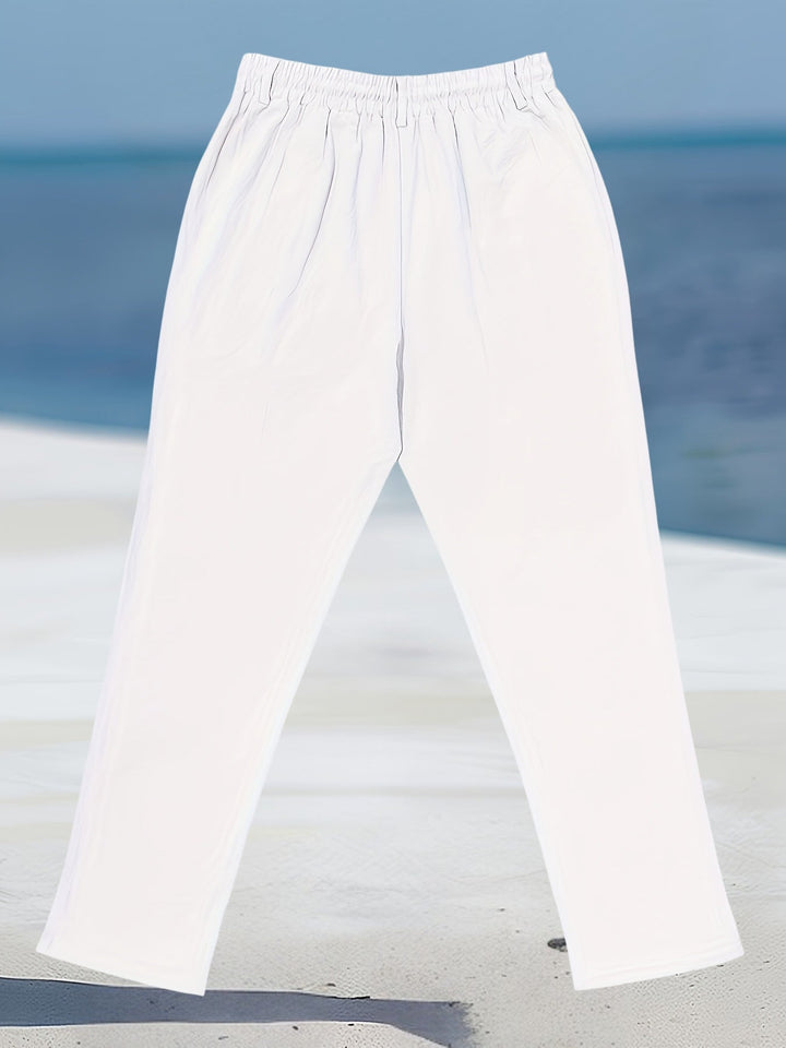 Aznar - Pantalón Elástico Informal De Lino