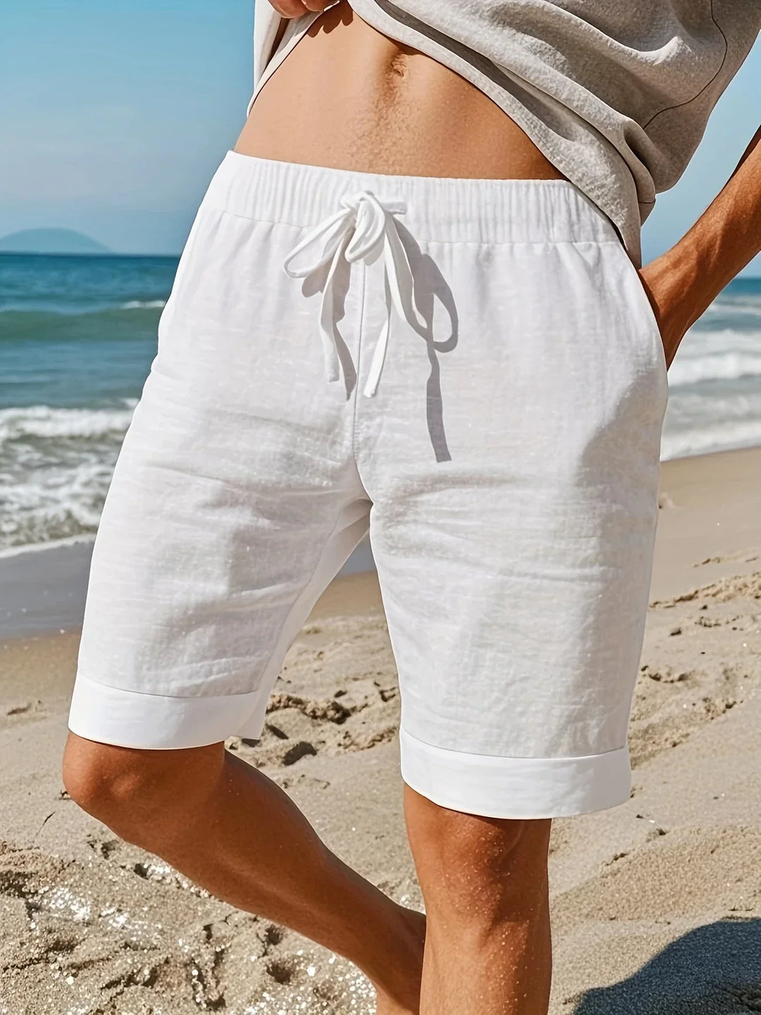 Callan - Pantalones Cortos Informales De Lino Con Bolsillo