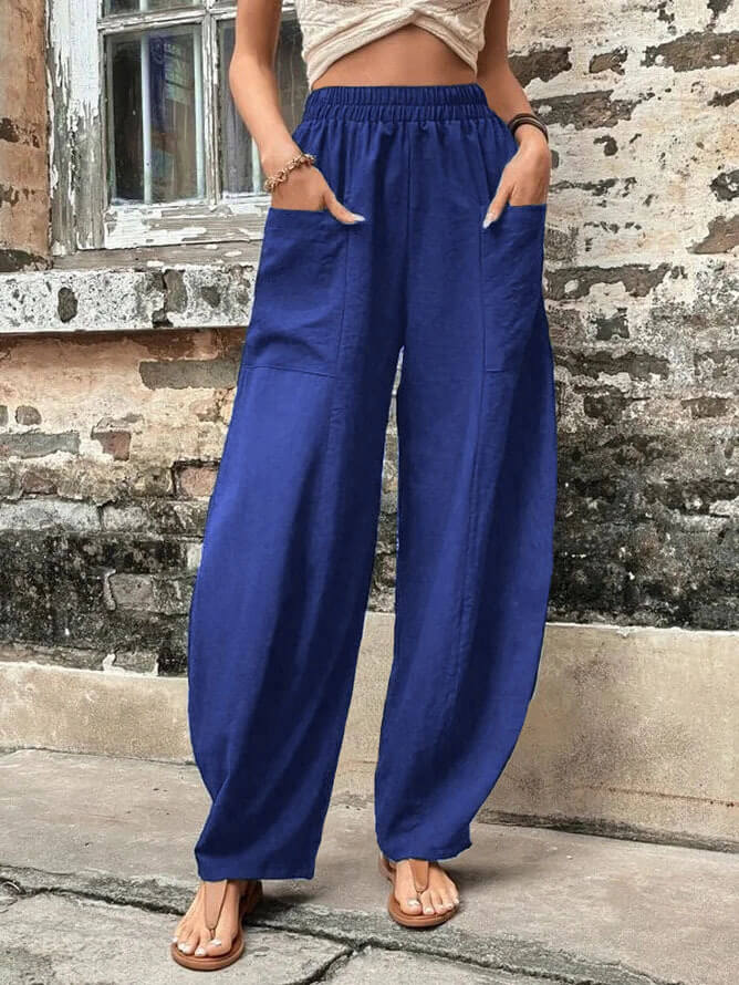 Salomee - Pantalones Sueltos Elásticos Con Bolsillos
