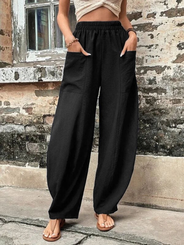 Salomee - Pantalones Sueltos Elásticos Con Bolsillos