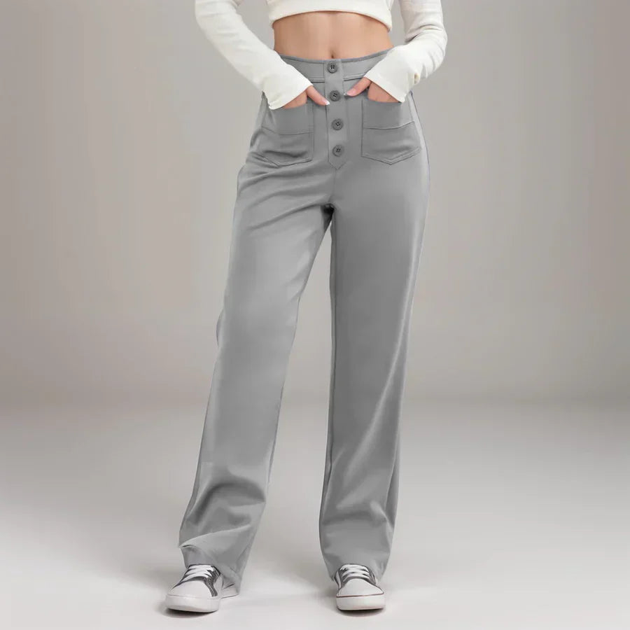 Elke - Pantalones Elásticos De Cintura Alta