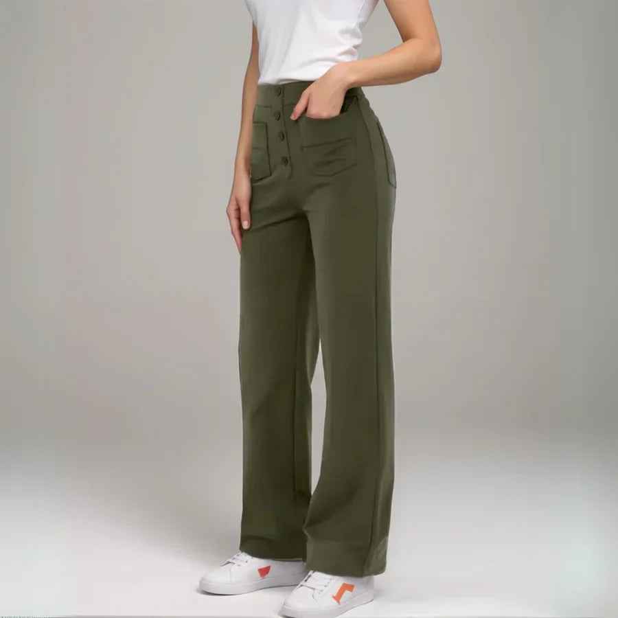 Elke - Pantalones Elásticos De Cintura Alta
