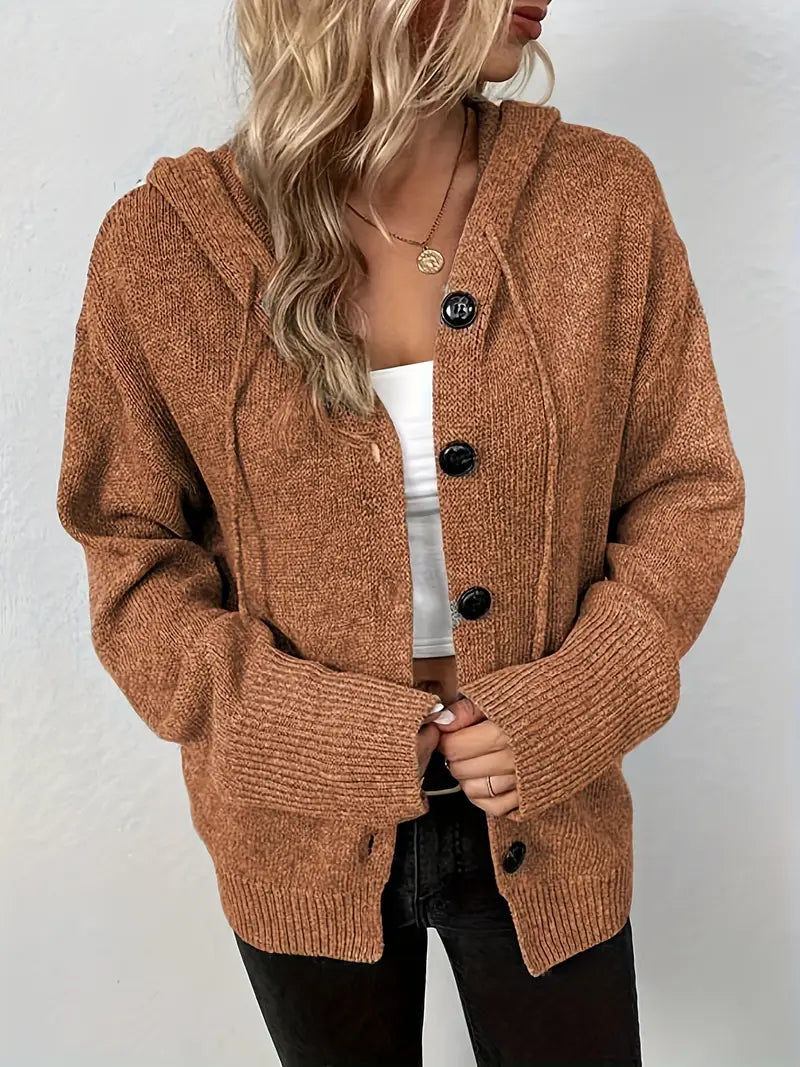 Suthida - Elegante Sudadera Con Capucha y Manga Larga Con Botones