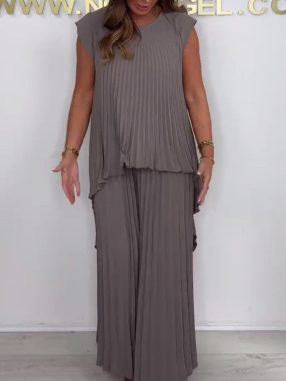 Blithe – Top Midi Plisado y Pantalones Anchos